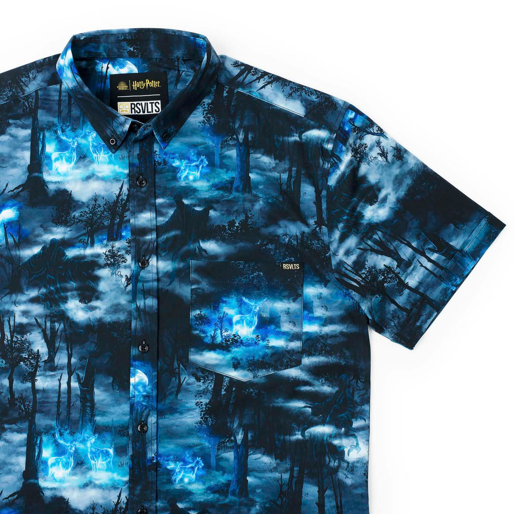 RSVLTS Expecto Patronum KUNUFLEX Short Sleeve Shirt in Blue — front view