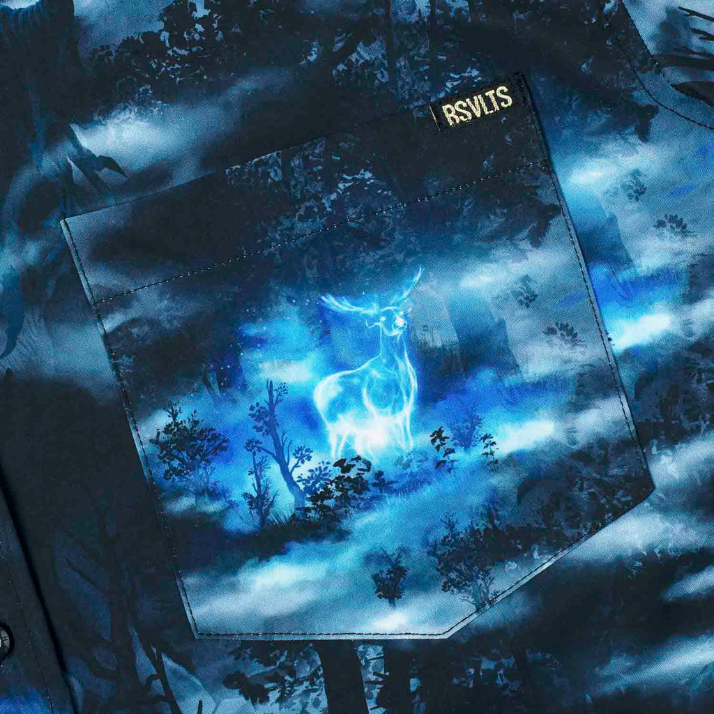 RSVLTS Expecto Patronum KUNUFLEX Short Sleeve Shirt in Blue — detail 5