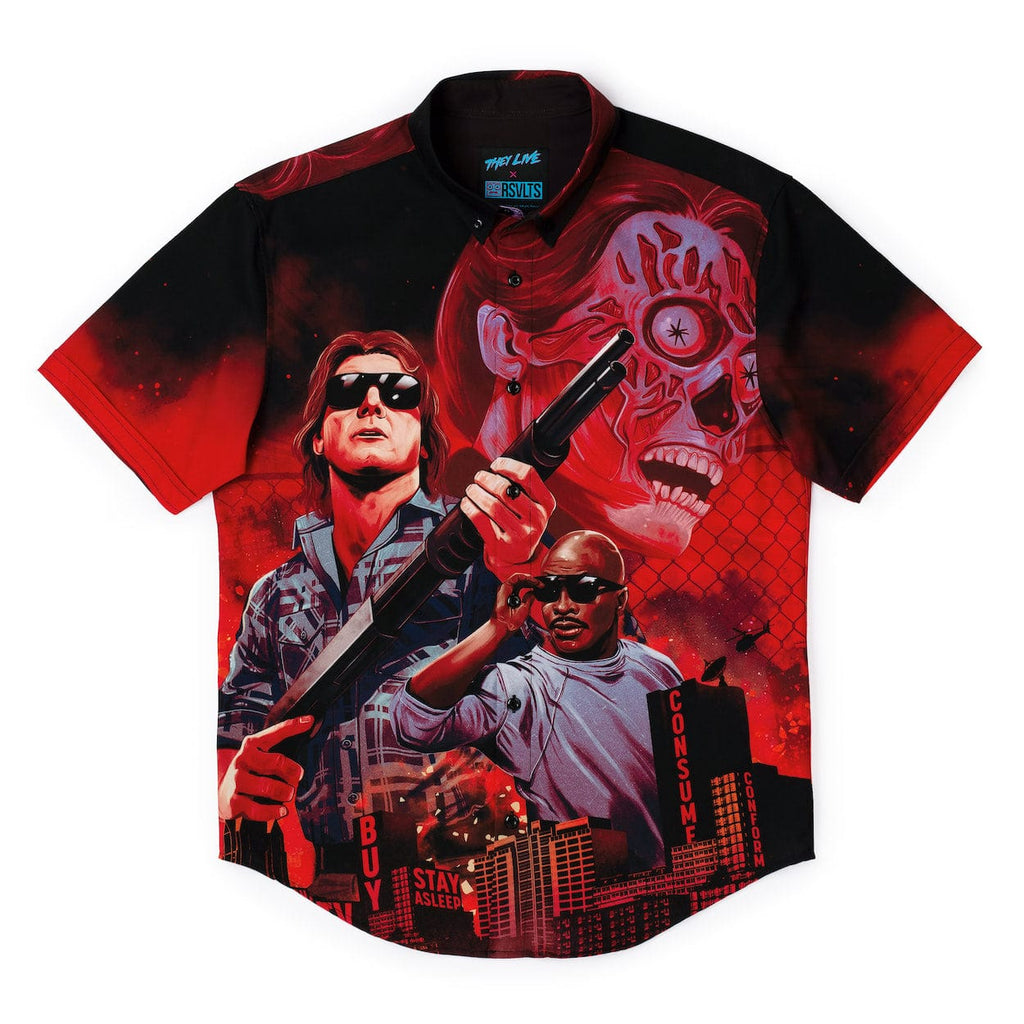 RSVLTS Hell To Pay KUNUFLEX Short Sleeve Shirt in Red — front view