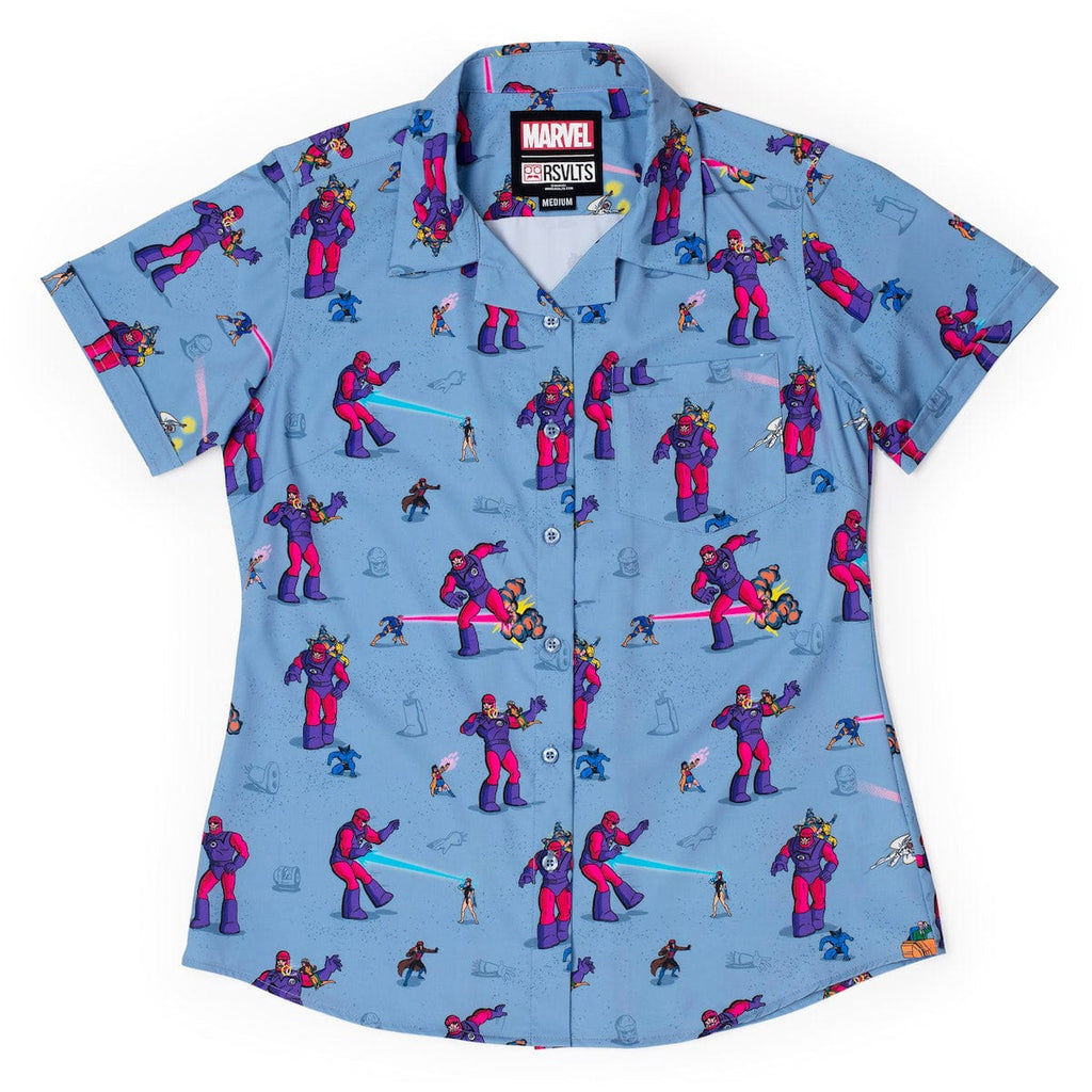 RSVLTS Night of the Sentinels Women's KUNUFLEX Short Sleeve Shirt in Blue — detail 5