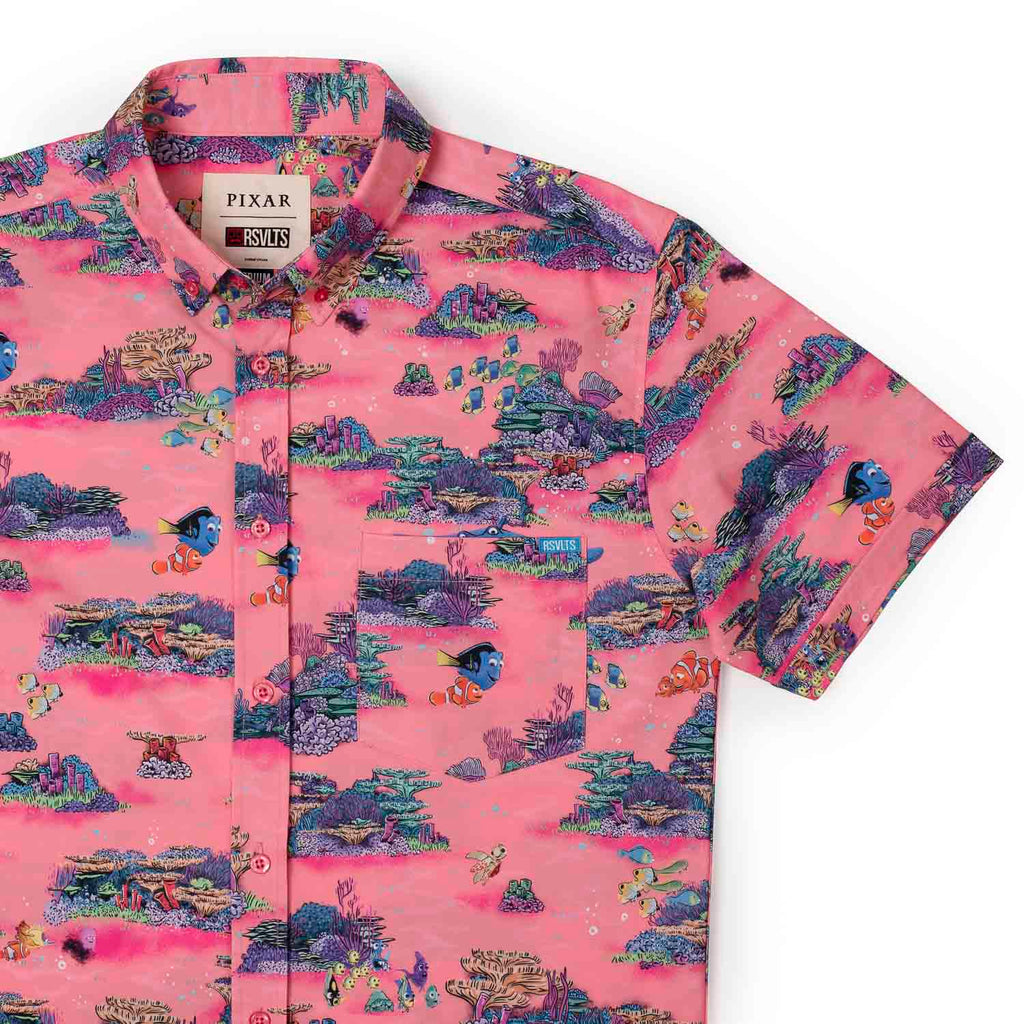 RSVLTS Anemone-nie KUNUFLEX Short Sleeve Shirt in Pink — front view