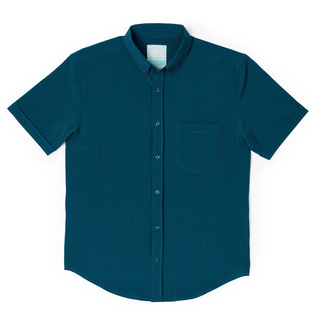 RSVLTS Chesapeake Bay Stretch Seersucker Short Sleeve Shirt in Blue — detail 2