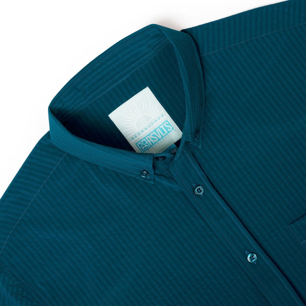 RSVLTS Chesapeake Bay Stretch Seersucker Short Sleeve Shirt in Blue — detail 3