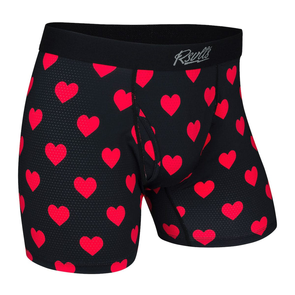 RSVLTS Hearts Single-Pack Boxer Briefs in Black — front view