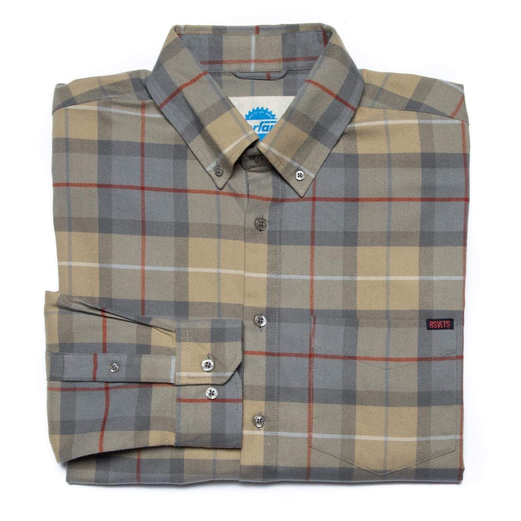 RSVLTS BorlandFlex Olive BorlandFlex Long Sleeve Flannel in Green — front view