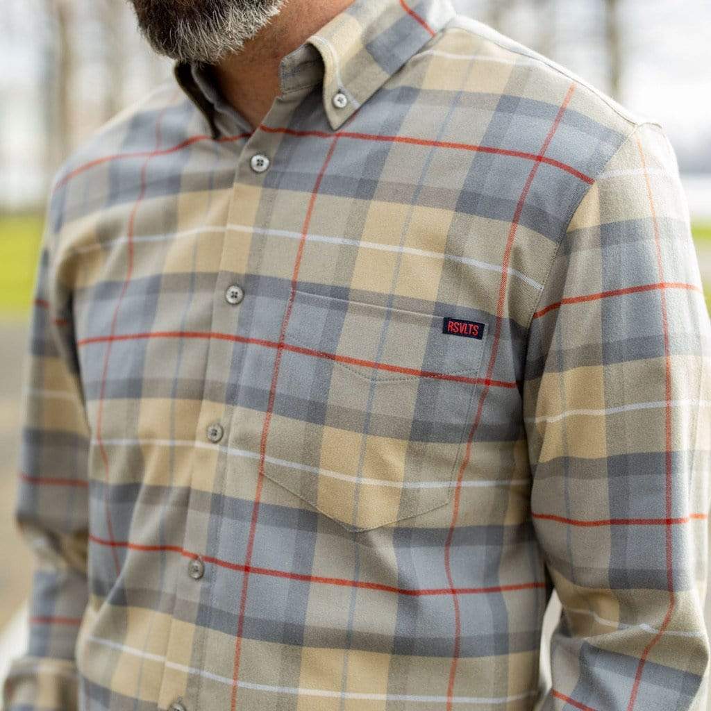 RSVLTS BorlandFlex Olive BorlandFlex Long Sleeve Flannel in Green — detail 5