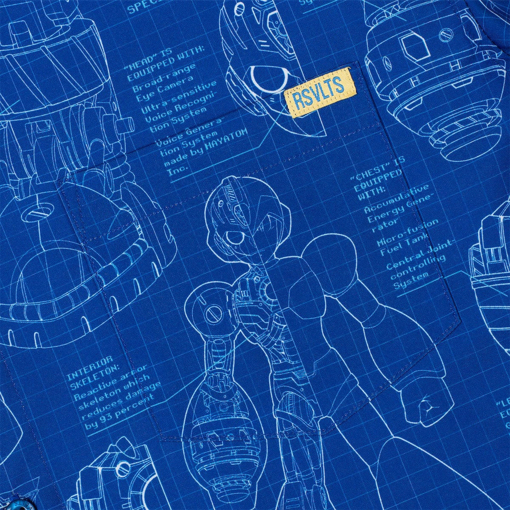 RSVLTS Megamatics X KUNUFLEX Short Sleeve Shirt in Blue — detail 7