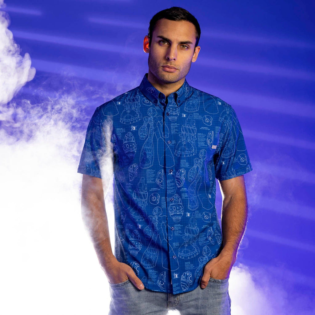 RSVLTS Megamatics X KUNUFLEX Short Sleeve Shirt in Blue — detail 6