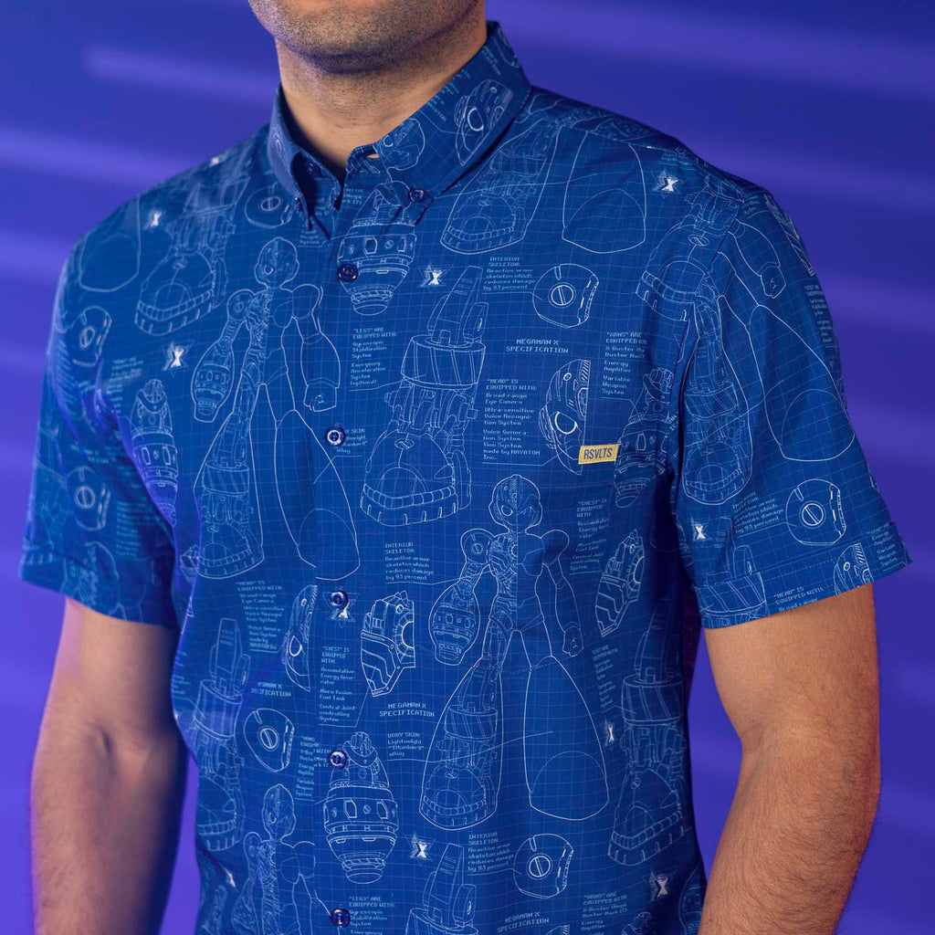 RSVLTS Megamatics X KUNUFLEX Short Sleeve Shirt in Blue — detail 8