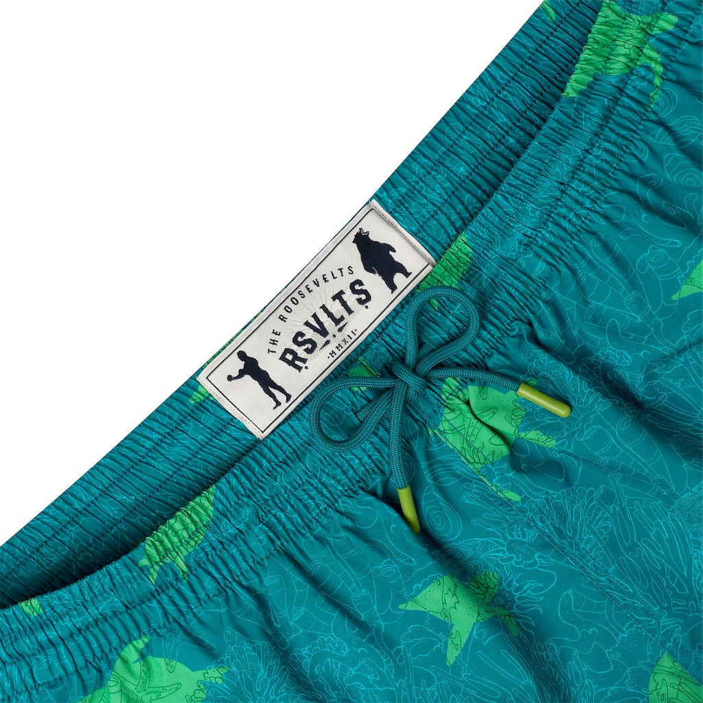 RSVLTS Turtle Tide Hybrid Shorts in Green — detail 5