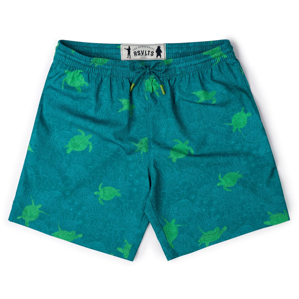 RSVLTS Turtle Tide Hybrid Shorts in Green — detail 2