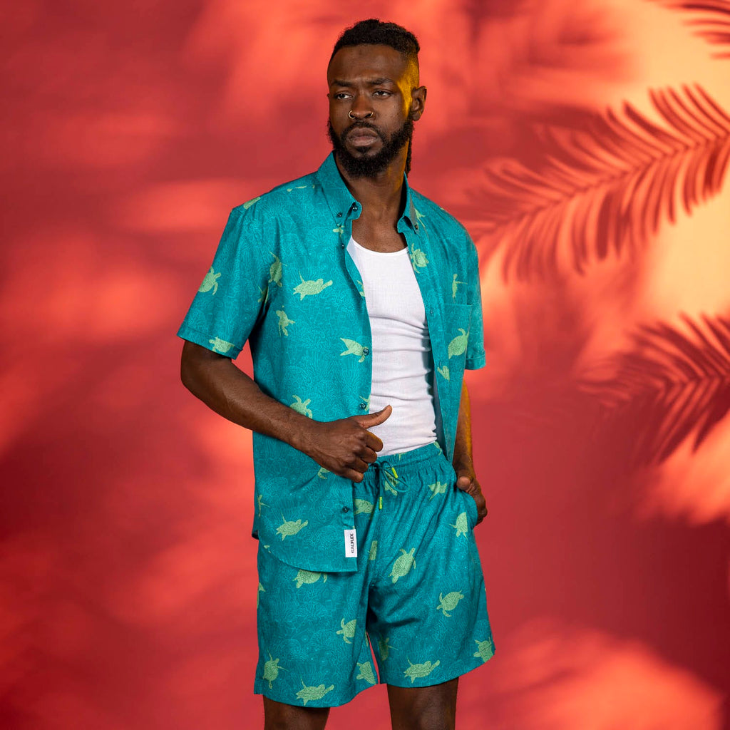 RSVLTS Turtle Tide Hybrid Shorts in Green — detail 3