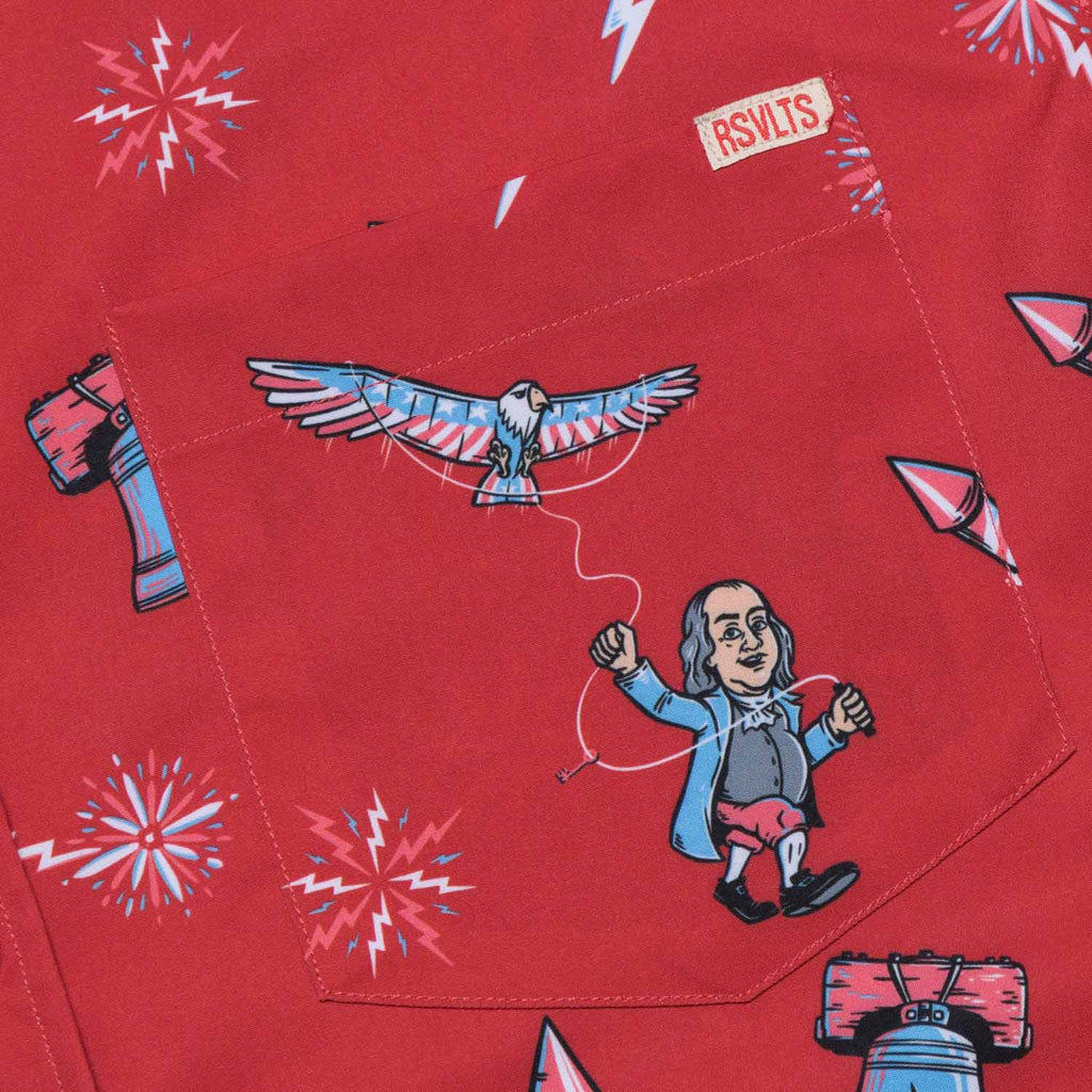 RSVLTS Benny and the Bolts KUNUFLEX Short Sleeve Shirt in Red — detail 6