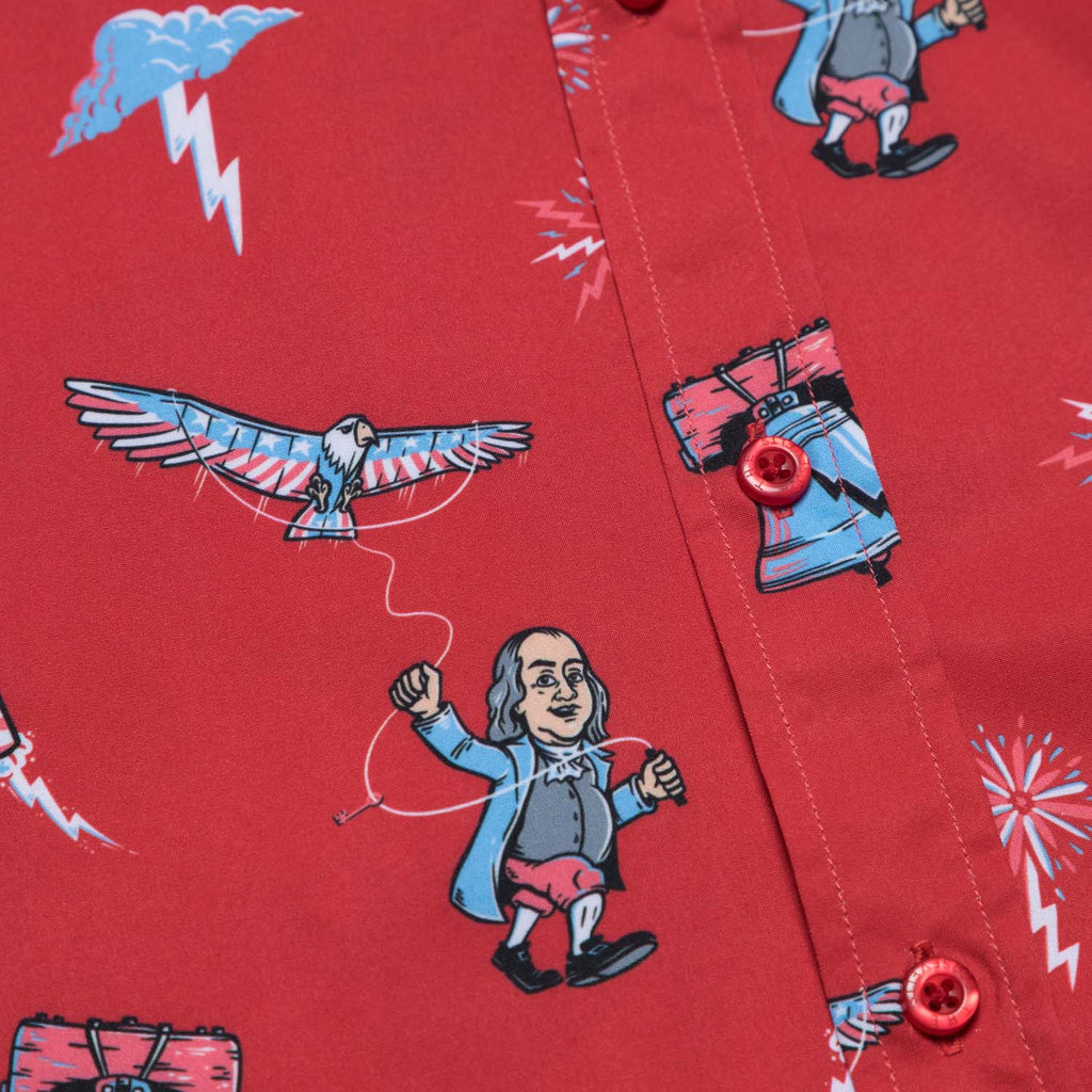 RSVLTS Benny and the Bolts KUNUFLEX Short Sleeve Shirt in Red — detail 8