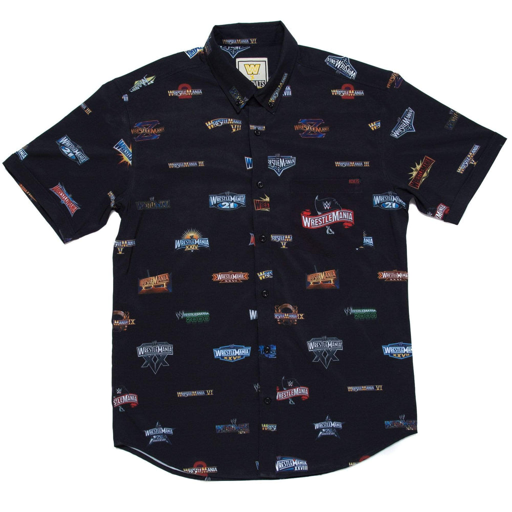 RSVLTS Ode To Wrestlemania KUNUFLEX Short Sleeve Shirt in Black — detail 2