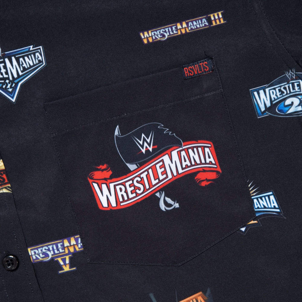 RSVLTS Ode To Wrestlemania KUNUFLEX Short Sleeve Shirt in Black — detail 4
