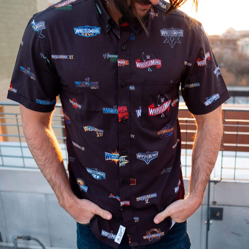 RSVLTS Ode To Wrestlemania KUNUFLEX Short Sleeve Shirt in Black — detail 3