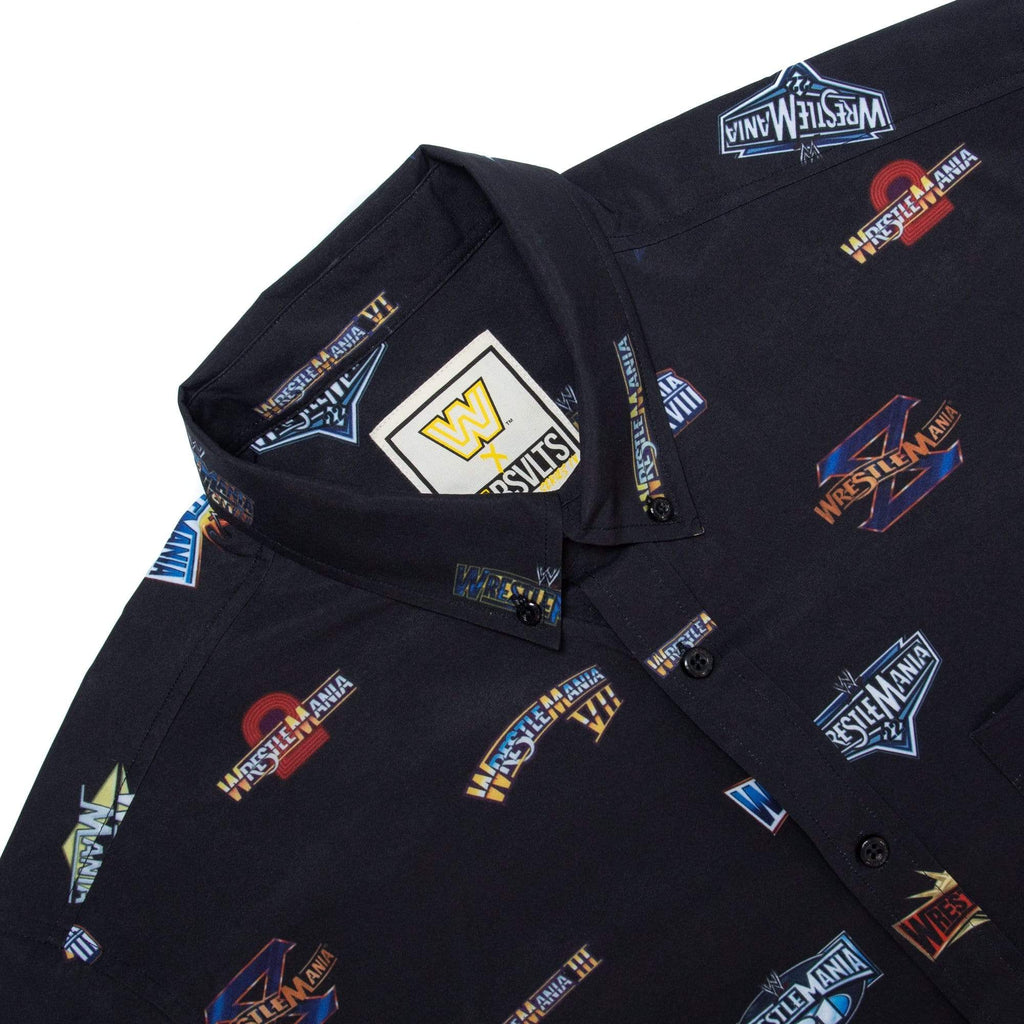 RSVLTS Ode To Wrestlemania KUNUFLEX Short Sleeve Shirt in Black — detail 5