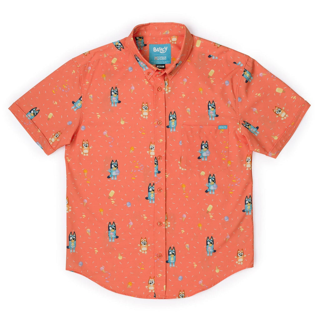RSVLTS Don't Let It Melt Youth KUNUFLEX Short Sleeve Shirt in Orange — front view