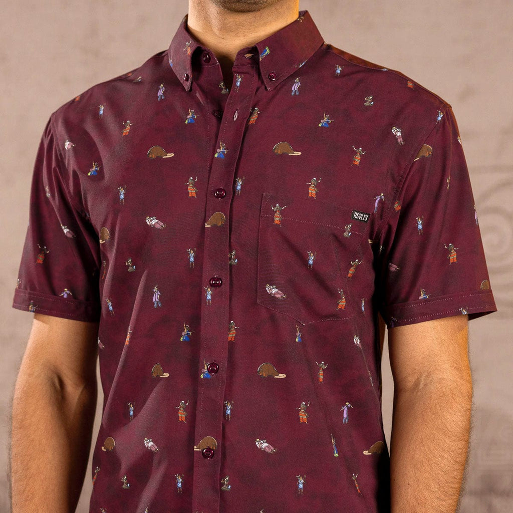 RSVLTS SECRET TUNNELLLLLL KUNUFLEX Short Sleeve Shirt in Red — detail 8