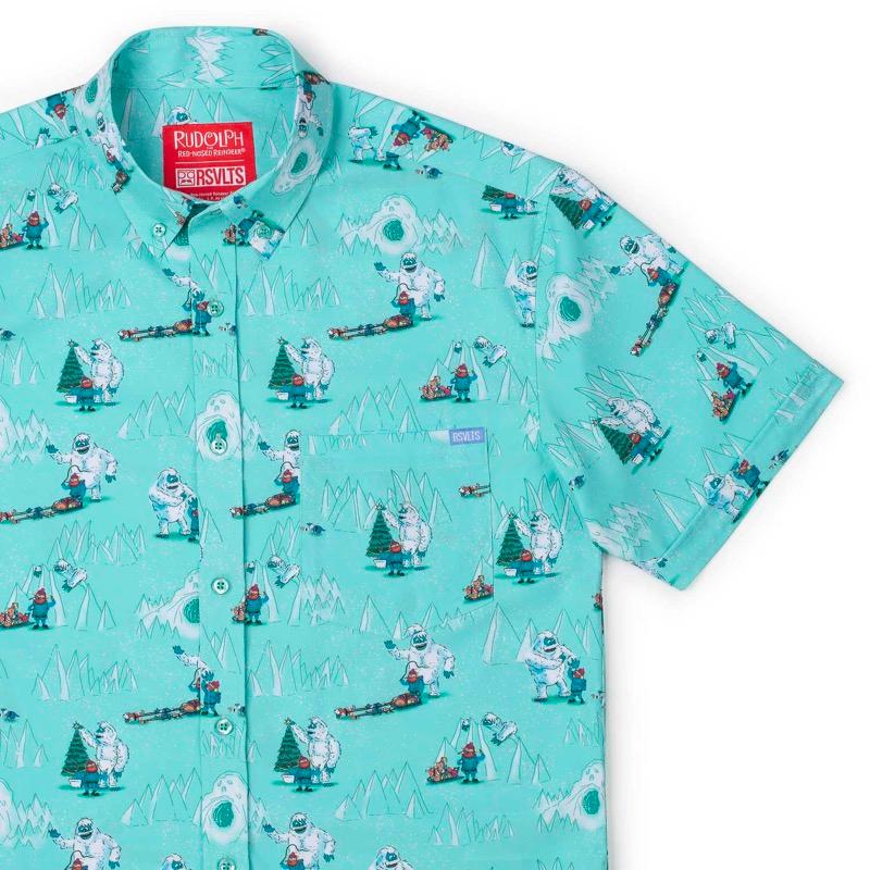 RSVLTS Bumbles Bounce KUNUFLEX Short Sleeve Shirt in Blue — front view