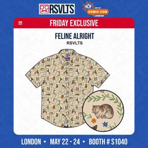 RSVLTS Feline Alright KUNUFLEX Short Sleeve Shirt in Brown — front view