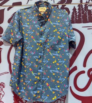 RSVLTS Deep (Space) Trouble KUNUFLEX Short Sleeve Shirt in Blue — front view