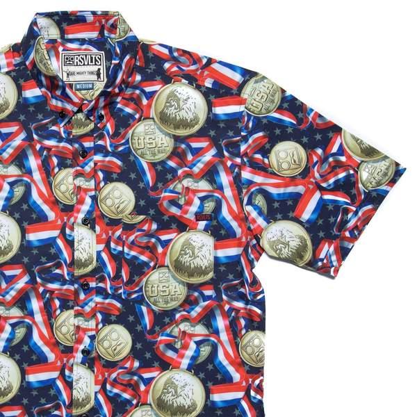 RSVLTS USA All The Way KUNUFLEX Short Sleeve Shirt in Multicolor — front view