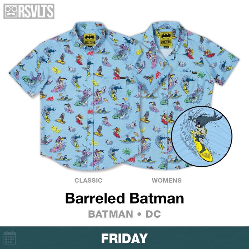 RSVLTS Barreled Batman Women's KUNUFLEX Short Sleeve Shirt in Blue — front view
