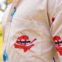 RSVLTS Red, White, and Blue Plate Special KUNUFLEX Short Sleeve Shirt in White — detail 6