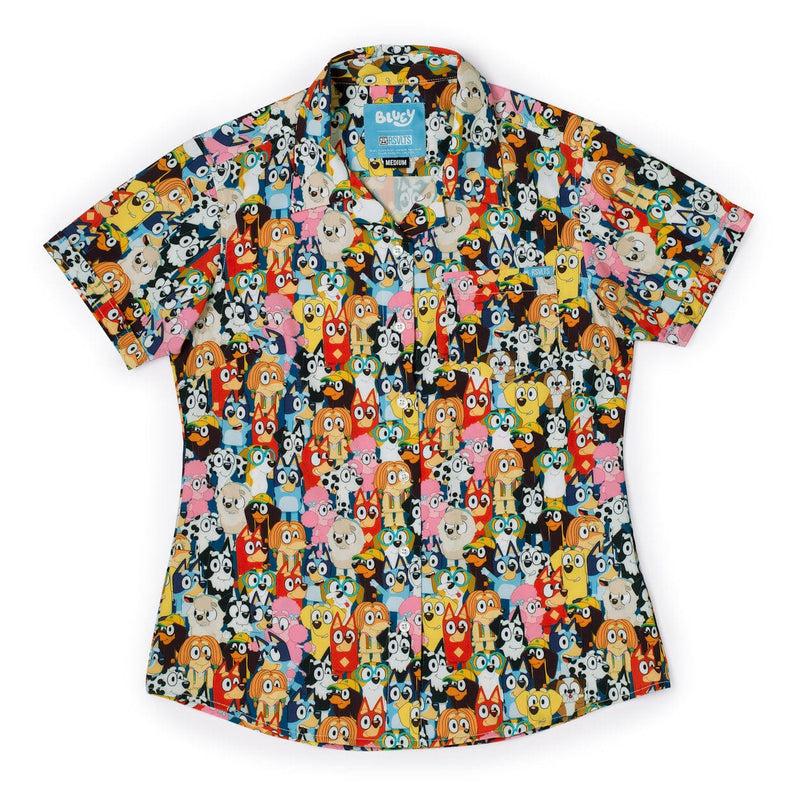 RSVLTS Primary Pals Women's KUNUFLEX Short Sleeve Shirt in Multicolor — front view