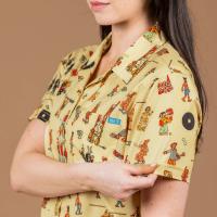 RSVLTS Big Top Waldo Women's KUNUFLEX Short Sleeve Shirt in Yellow — detail 5