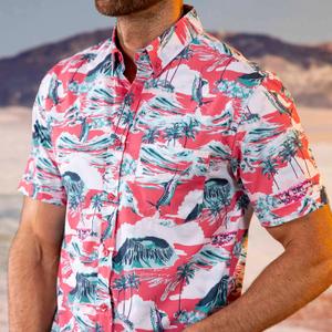 RSVLTS Marlin, P.I. KUNUFLEX Short Sleeve Shirt in Pink — front view