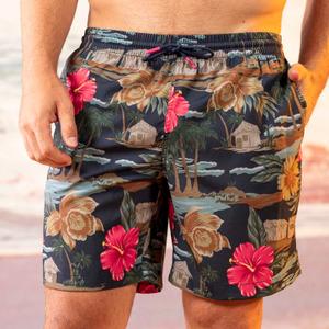 RSVLTS Cabana Noir Hybrid Shorts in Black — front view