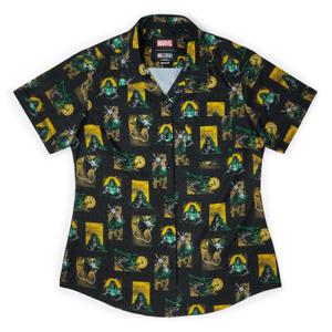 RSVLTS Shock Doc Women's KUNUFLEX Short Sleeve Shirt in Black — front view