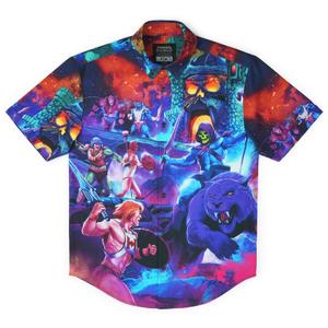 RSVLTS Battle for Eternia KUNUFLEX Short Sleeve Shirt in Blue — front view