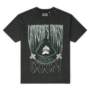 RSVLTS Latveria's Finest Vintage Crewneck Tee in Black — front view