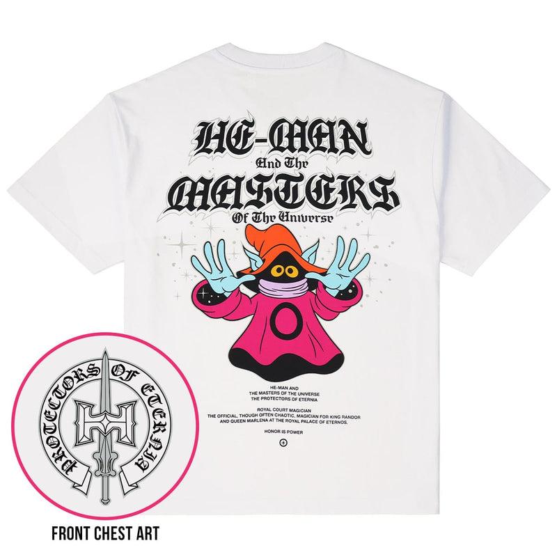RSVLTS Protectors of Eternia Vintage Crewneck Tee in White — front view