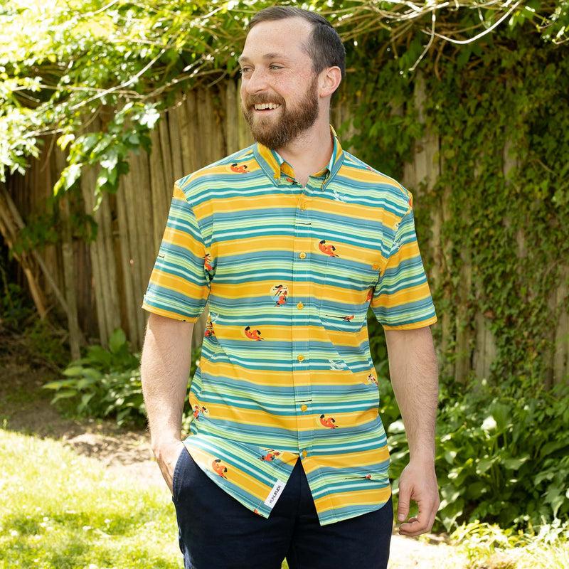 RSVLTS Never Look Back KUNUFLEX Short Sleeve Shirt in Green — detail 4