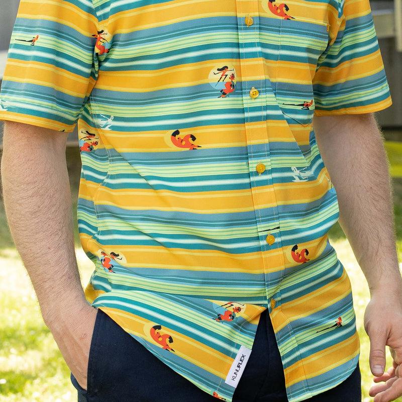RSVLTS Never Look Back KUNUFLEX Short Sleeve Shirt in Green — detail 7