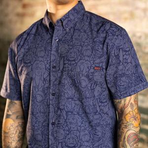 RSVLTS Jareth's Goblins KUNUFLEX Short Sleeve Shirt in Gray — front view