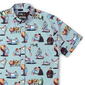 RSVLTS Lunch Lady Land KUNUFLEX Short Sleeve Shirt in Blue — front view
