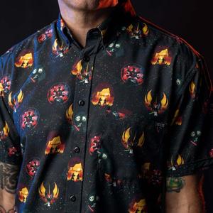 RSVLTS Journey to the Dark Side KUNUFLEX Short Sleeve Shirt in Black — front view