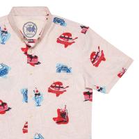 RSVLTS Red, White, and Blue Plate Special KUNUFLEX Short Sleeve Shirt in White — detail 2
