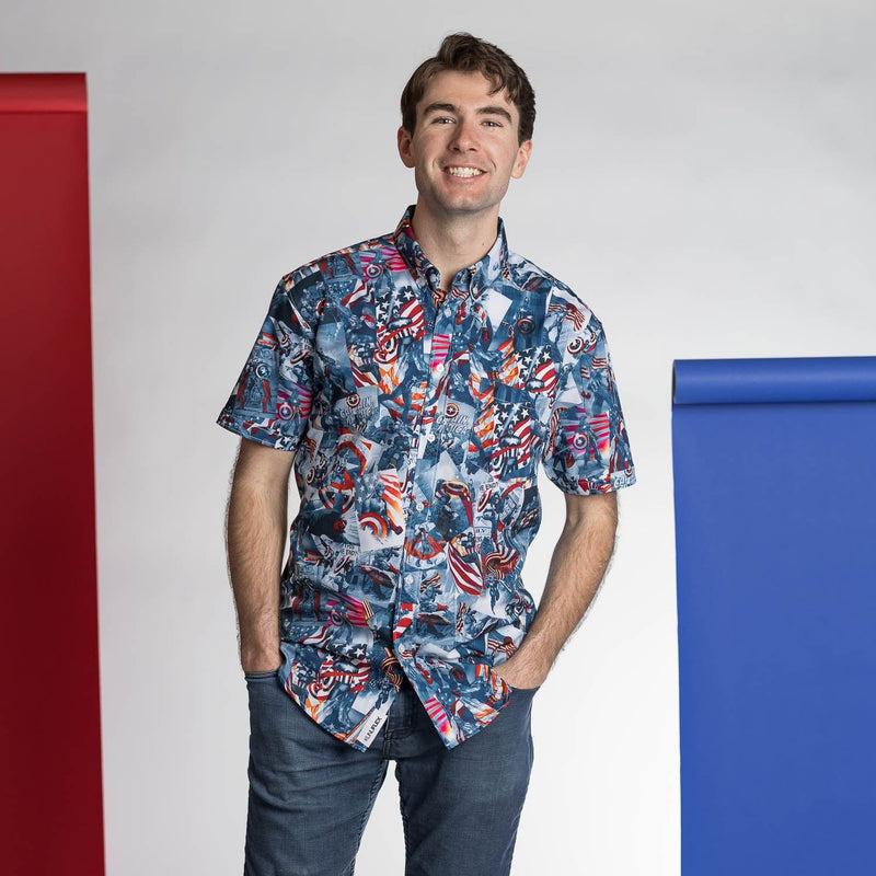 RSVLTS Sentinel of Liberty KUNUFLEX Short Sleeve Shirt in Blue — detail 4