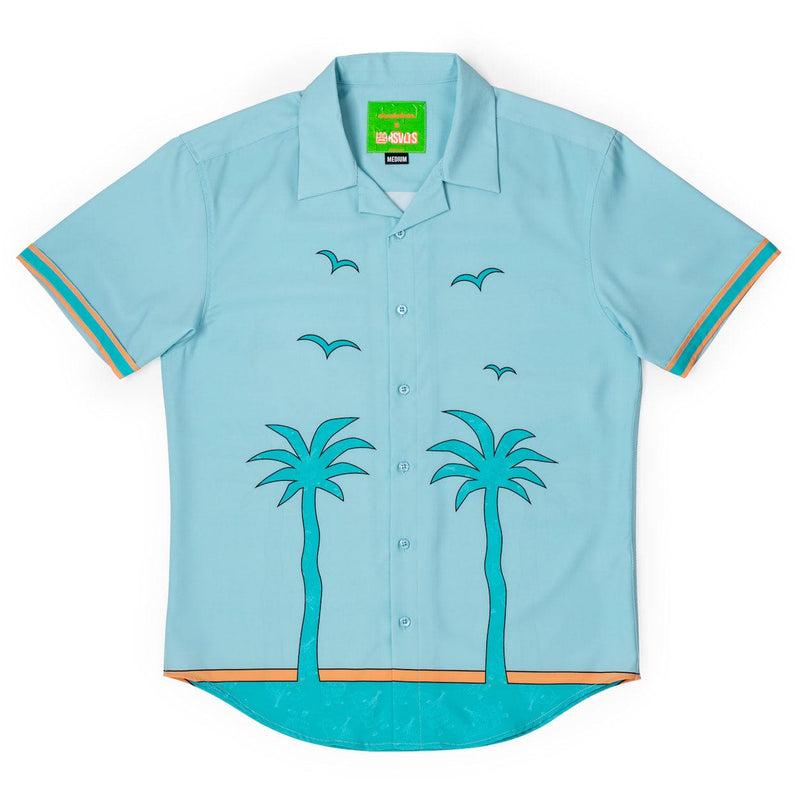 RSVLTS The Uncle Tito Camp Collar KUNUFLEX Short Sleeve Shirt in Blue — front view