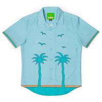 RSVLTS The Uncle Tito Camp Collar KUNUFLEX Short Sleeve Shirt in Blue — front view