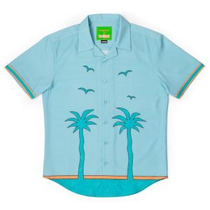RSVLTS The Uncle Tito Camp Collar KUNUFLEX Short Sleeve Shirt in Blue — front view