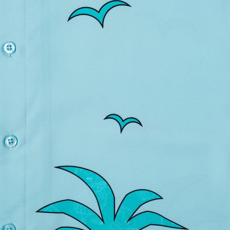 RSVLTS The Uncle Tito Camp Collar KUNUFLEX Short Sleeve Shirt in Blue — detail 5