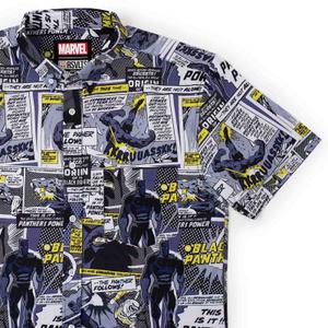 RSVLTS The Panther Follows KUNUFLEX Short Sleeve Shirt in Black — front view